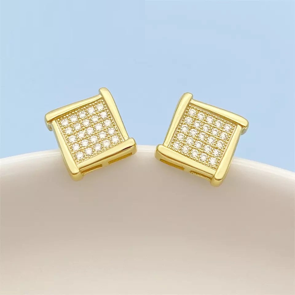 18 K Gold London Iced MOISSANITE Silver Earrings