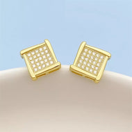 Moissanite earrings in square princess design with sparkling stones, MysticFlavia