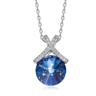 Monaco Circle Swarovski Crystal Silver Necklace