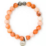 Natural Pink Aventurine Silver Bead Bracelet 8mm