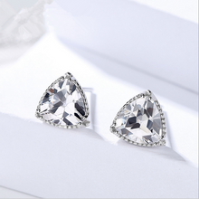 Load image into Gallery viewer, Chic Triangular Zircon Studded Silver Earrings
