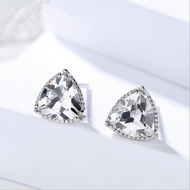 Chic Triangular Zircon Studded Silver Earrings