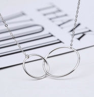 Double Circle Interlock Pendant Silver Necklace