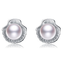 Load image into Gallery viewer, Oyster Shape Natural Large Pearl Silver Earrings
