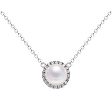 Load image into Gallery viewer, White Zircon Round Natural Pearl Silver Necklace
