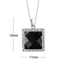 Load image into Gallery viewer, Square Black Agate White Zircon Silver Necklace
