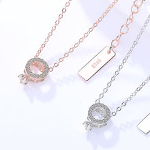 Load image into Gallery viewer, Rose Gold Zircon Circle Pendant Silver Necklace
