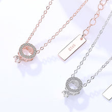 Load image into Gallery viewer, White Zircon Circle Pendant Silver Necklace

