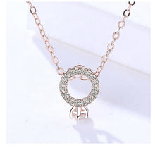 Load image into Gallery viewer, Rose Gold Zircon Circle Pendant Silver Necklace
