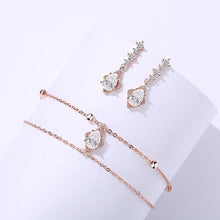 Load image into Gallery viewer, Rose Gold White Zircon Bracelet &amp; Earring Set
