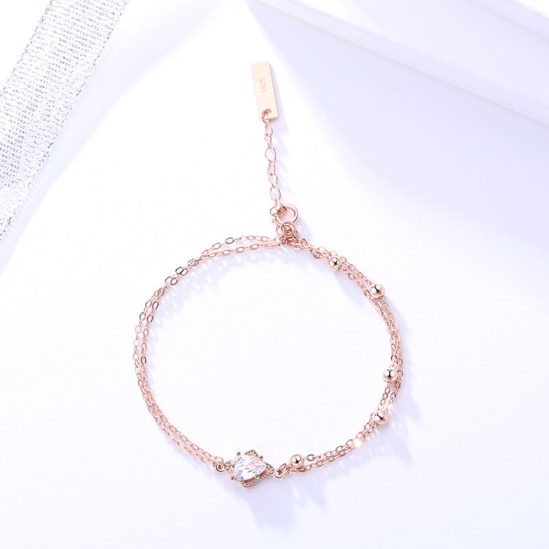 Chic Rose Gold Oval Zircon Studded Bracelet