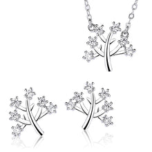 Load image into Gallery viewer, Tree Pendant White Zircon Silver Necklace Set
