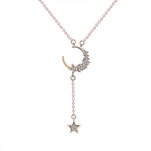 Load image into Gallery viewer, Rose Gold Moon &amp; Star Adjustable Silver Necklace

