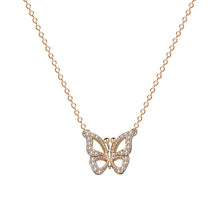 Load image into Gallery viewer, Rose Gold Butterfly Pendant Silver Necklace
