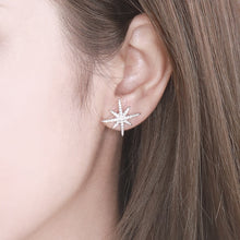 Load image into Gallery viewer, Pointed Star White Zircon Cherry Closure Silver Earrings

