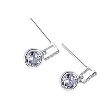 Load image into Gallery viewer, White Zircon Solitaire Round Silver Earrings
