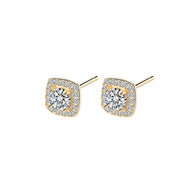 Square Geometrical White Zircon Silver Earrings
