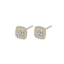 Load image into Gallery viewer, 18 K Gold Plated Geometrical Zircon Silver Earrings
