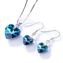 Load image into Gallery viewer, Ocean Blue Rhinestone Crystal Silver Necklace Set
