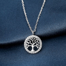 Load image into Gallery viewer, Tree of Life White Zircon Silver Adjustable Necklace
