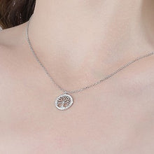 Load image into Gallery viewer, Tree of Life White Zircon Silver Adjustable Necklace
