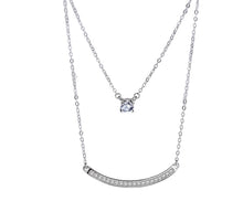 Load image into Gallery viewer, White Zircon Arc Layered Pendant Silver Necklace

