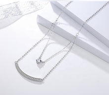 Load image into Gallery viewer, White Zircon Arc Layered Pendant Silver Necklace
