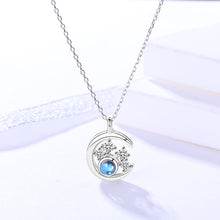 Load image into Gallery viewer, Zircon Studded Moon Pendant Silver Necklace
