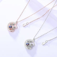 Load image into Gallery viewer, Zircon Studded Moon Pendant Silver Necklace
