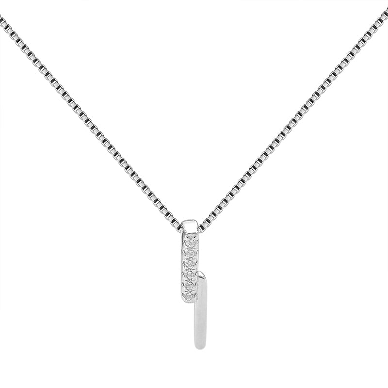White Zircon Lightening Pendant Silver Necklace