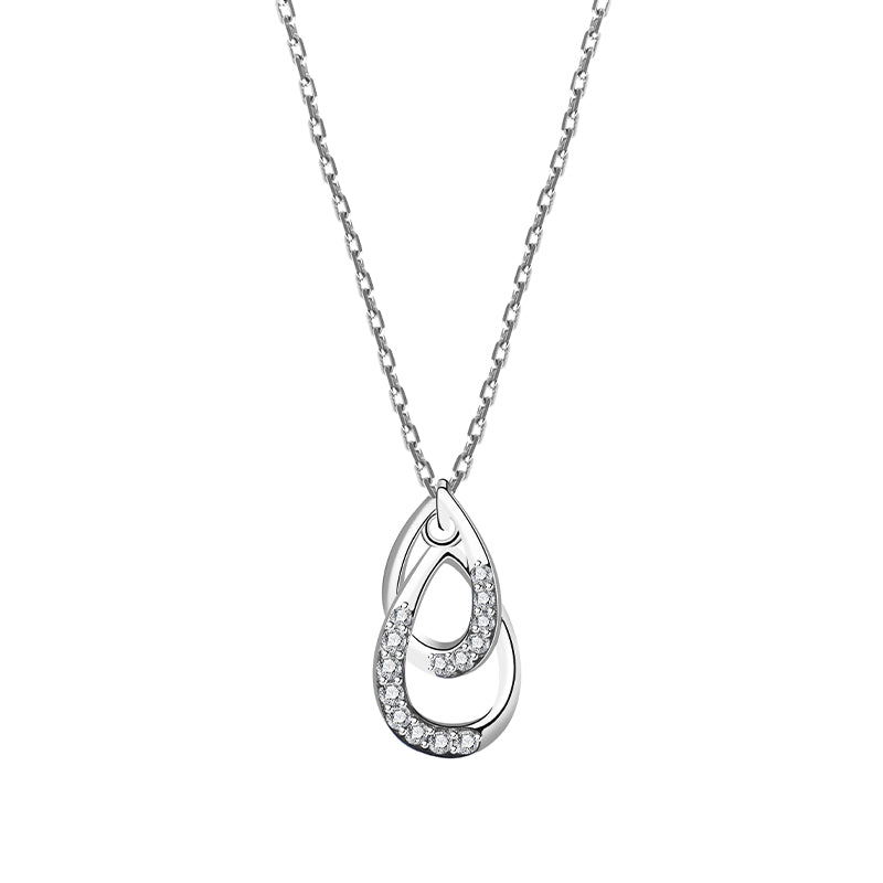 White Zircon Water Drop Pendant Silver Necklace