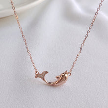 Load image into Gallery viewer, Rose Gold Zircon Dolphin Pendant Silver Necklace
