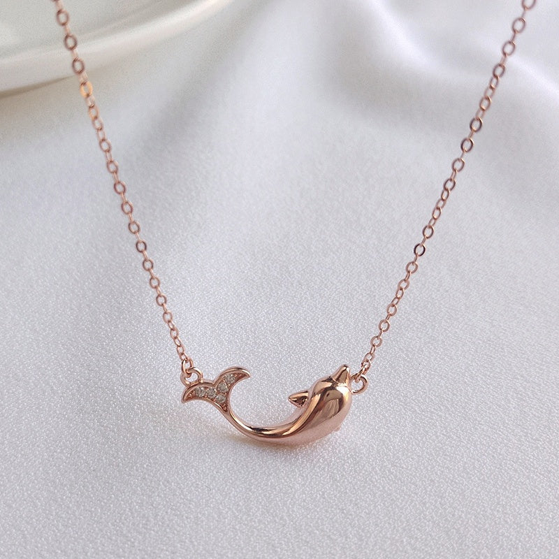 Rose gold dolphin necklace discount