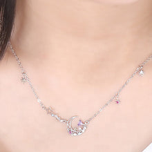 Load image into Gallery viewer, Colorful Zircon Moon Star Pendant Silver Necklace

