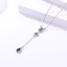 Load image into Gallery viewer, Blue Zircon Tear Drop Pendant Silver Necklace
