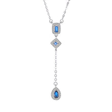 Load image into Gallery viewer, Blue Zircon Tear Drop Pendant Silver Necklace
