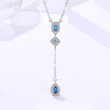 Load image into Gallery viewer, Blue Zircon Tear Drop Pendant Silver Necklace
