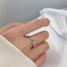 Load image into Gallery viewer, White Zircon Paved Infinity Adjustable Silver Ring
