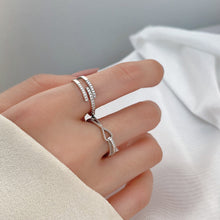 Load image into Gallery viewer, White Zircon Paved Triple Band Silver Ring
