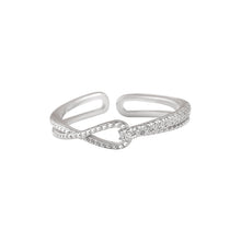 Load image into Gallery viewer, White Zircon Paved Infinity Adjustable Silver Ring
