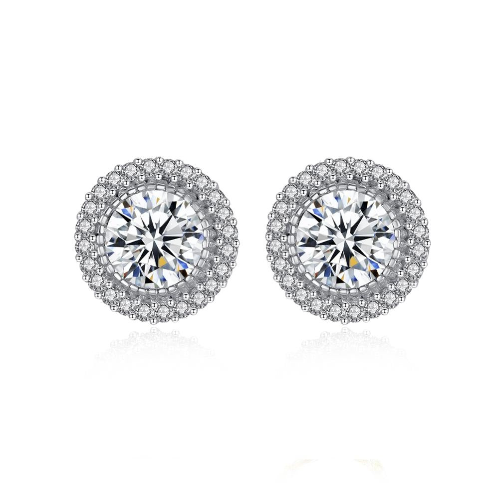 New York Solitaire Sparkling Stud Silver Earrings