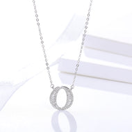Initials Alphabet  O-Z Pendant Zircon Silver Necklace