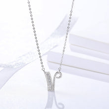Load image into Gallery viewer, Initials Alphabet  O-Z Pendant Zircon Silver Necklace
