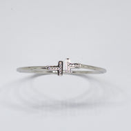 Classical Zircon Studded Open Silver Bracelet