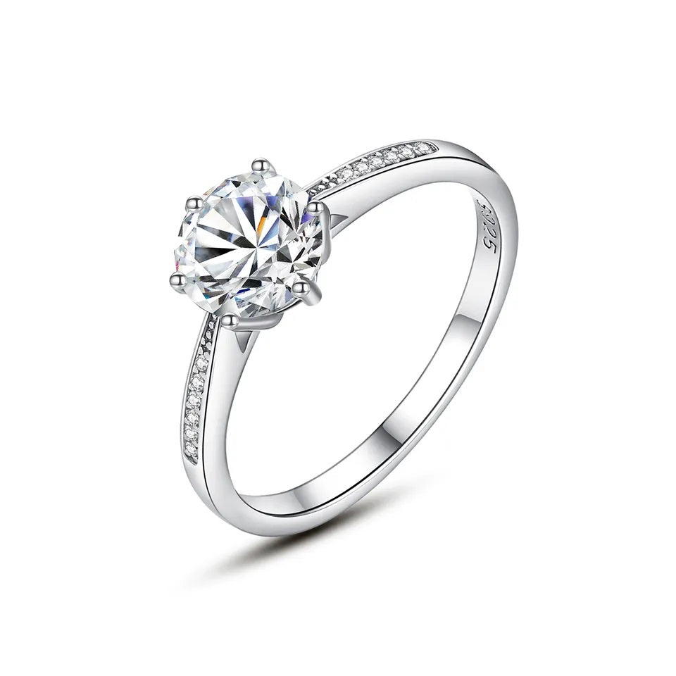 Roman Solitaire Band MOISSANITE  Silver Ring