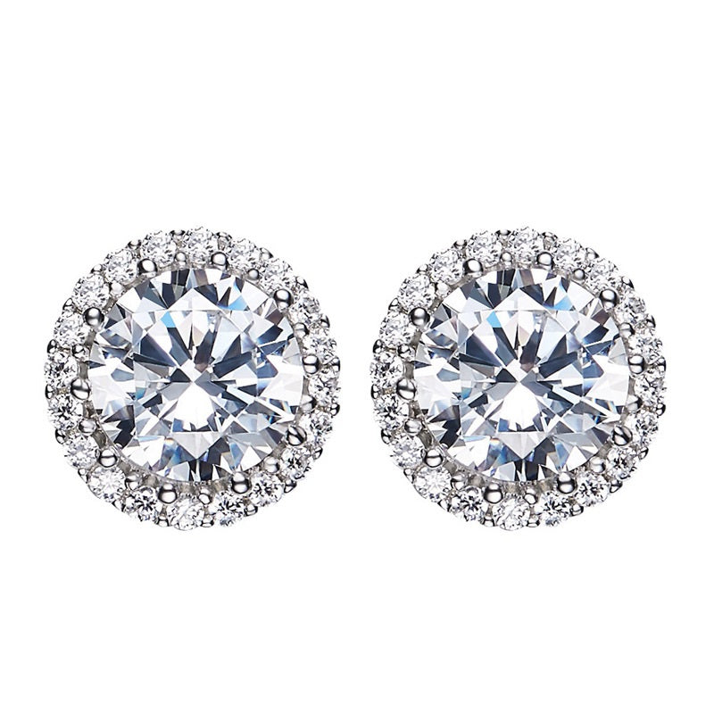 Parisian Solitaire Sparkling Stud Silver Earrings