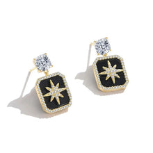 Load image into Gallery viewer, Square Black Onyx Dangling Silver Earrings

