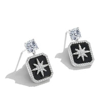Load image into Gallery viewer, Square Black Onyx Dangling Silver Earrings
