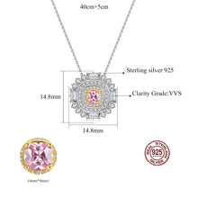 Load image into Gallery viewer, Pink Ruby Gemstone White Zircon Silver Necklace
