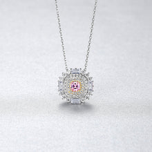 Load image into Gallery viewer, Pink Ruby Gemstone White Zircon Silver Necklace
